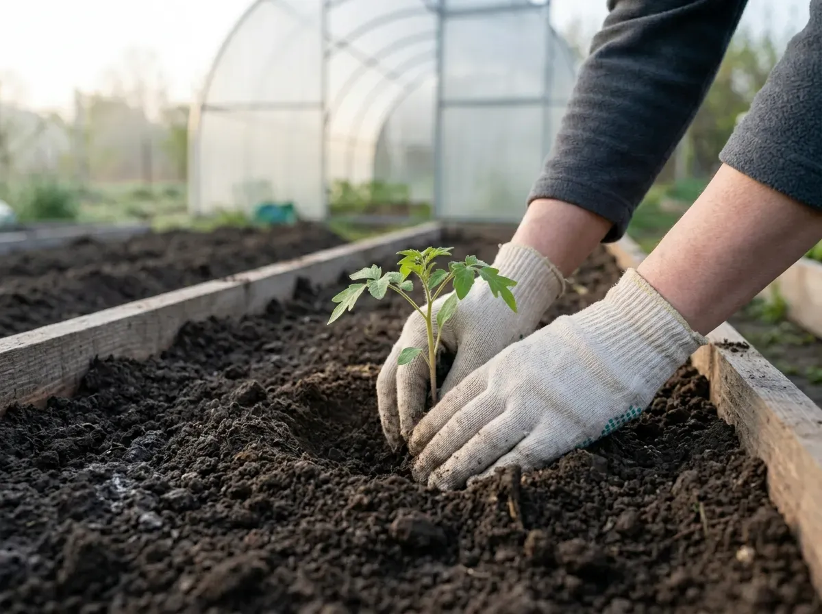 Persona sembrando tomate